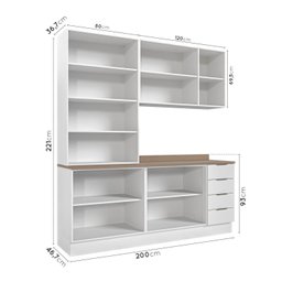 Cozinha Modulada 4 Peças com Tampo 2 Aéreos 5 Portas e 2 Balcões Ipanema CabeCasa MadeiraMadeira - 4