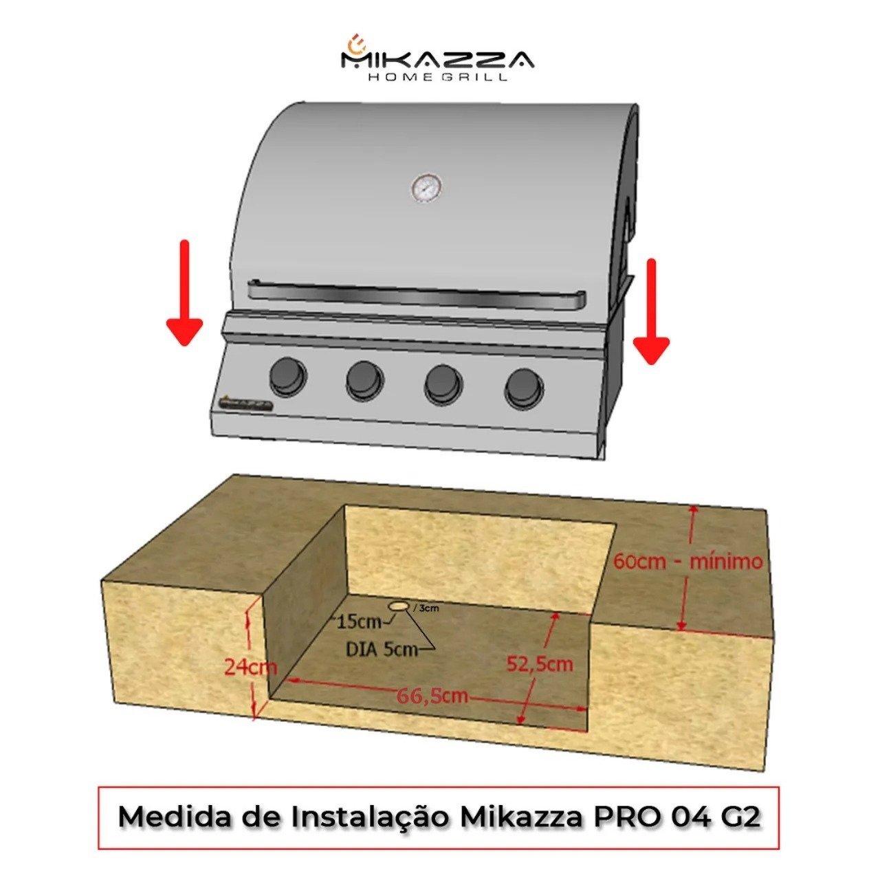 Churrasqueira à Gás Embutir Mikazza G2 Pro 4 - Gás Natural - 6