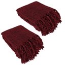 Ver imagem 1 de Kit 2 Mantas para Sofá Vermelho Mesclado 240x180 em Algodão