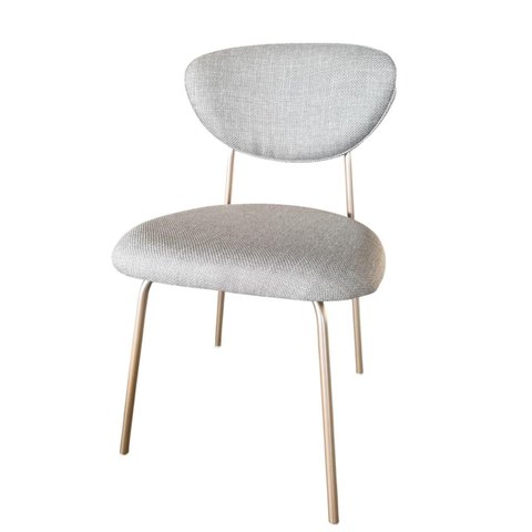 Cadeira Mariah com Estrutura em Aço Carbono Rosé e Revestimento em Linho – Exclusiva Linho Lincoln C