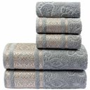 Ver imagem 1 de Jogo de Banho Toalhas Malau Decorado 100% Algodão 5 Peças - Cinza Granito