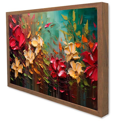 Quadro Decorativo Caixa Floral Luxo Harmonia Das Flores Tacolado Moldura Caixa 3cm Madeira sem Vidro