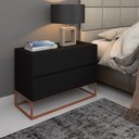 Ver imagem 1 de Mesa de Cabeceira Eros 60 Preto Estilo Industrial 2G Pés Ferro Cobre