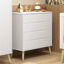 Ver imagem 2 de Cômoda Gaveteiro Retrô Elfe Branco Acetinado Natural - Reller