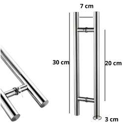 Puxador Inoxidavel Tubular 30 Cm Portas de Vidro Madeira- Varias Cores:polido - 2