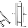 Puxador Inoxidavel Tubular 30 Cm Portas de Vidro Madeira- Varias Cores:polido - 2