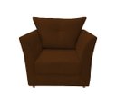 Ver imagem 3 de Kit Namoradeira + 1 Poltrona Decorativa Isis + 1 Puff Retangular Couro Marrom Pés Madeira Mz Decor