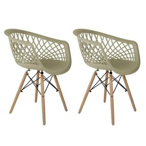 Kit com 2 Cadeiras Web com Pés de Madeira Fendi