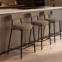 Ver imagem 1 de Banqueta Cozinha Média com Encosto Kit 3 Industrial Preto Londres New Couro Flex D03 - D'Rossi