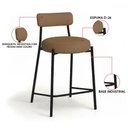 Ver imagem 3 de Banqueta Cozinha Média com Encosto Kit 3 Industrial Preto Londres New Couro Flex D03 - D'Rossi