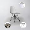 Conjunto Mesa de Jantar Industrial Clips Amêndoa 135x75 com 6 Cadeiras Eiffel Brancas de Ferro Preto - 3