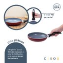 Ver imagem 3 de Frigideira antiaderente de alumínio com tampa de vidro 18cm - Oikos