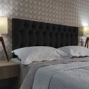 Ver imagem 3 de Cabeceira Cama Box Casal Capitone 1896 Suede Liso Preto 140x60 RBL