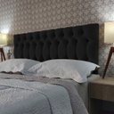 Ver imagem 1 de Cabeceira Cama Box Casal Capitone 1896 Suede Liso Preto 140x60 RBL