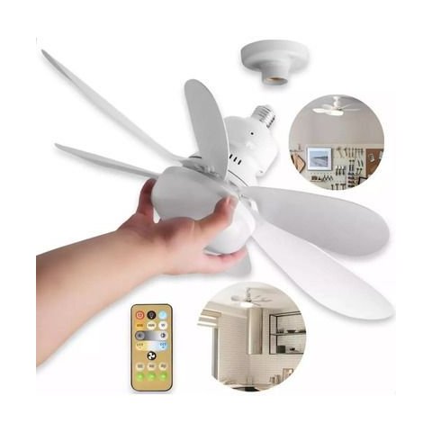 Super Ventilador de Teto Silencioso de 3 Modos com Lâmpada Embutida com Controle Facil Instalação no