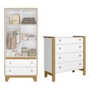 Ver imagem 3 de Quarto de Bebê Completo com Berço Slim Cômoda e Roupeiro Flora Branco Qmovi + Colchão Ortobom