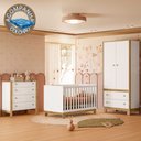 Ver imagem 1 de Quarto de Bebê Completo com Berço Slim Cômoda e Roupeiro Flora Branco Qmovi + Colchão Ortobom
