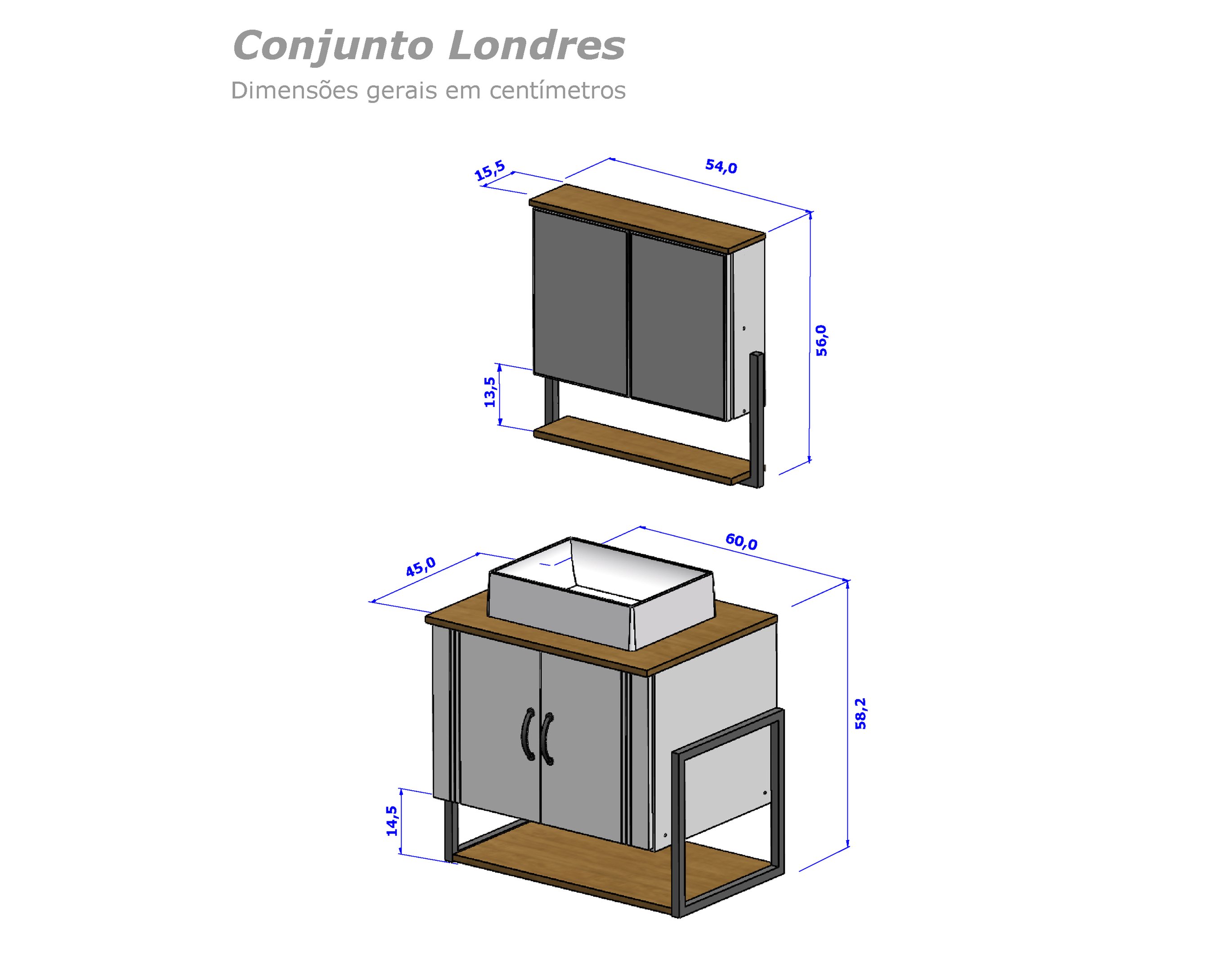 Gabinete Completo com Cuba Londres Premium Armario para Banheiro com Espelheira Cor Preto - 8