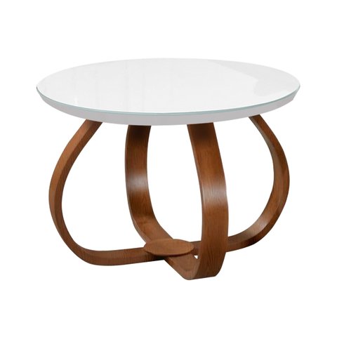 Mesa de Centro Bella Tampo de MDF/Vidro 60cm. - Branco Luka Decor