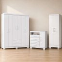 Ver imagem 1 de Kit Guarda Roupa Casal Cômoda Sapateira Multiuso Branco Flex