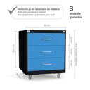 Ver imagem 2 de Gaveteiro de Aço 3 Gavetas com Rodízios com Chave Preto para Escritório Azul