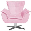 Ver imagem 3 de Poltrona Decorativa Base Giratória Cromada Charger Suede Rosa G19 - Gran Belo