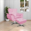 Ver imagem 7 de Poltrona Decorativa Base Giratória Cromada Charger Suede Rosa G19 - Gran Belo