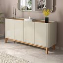 Ver imagem 1 de Buffet Balcão 160cm Sala com 4 Portas Flip 1.6 Patrimar Off White/cumaru