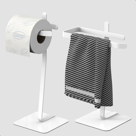 Porta Papel Higiênico de Chão e Toalha Lavabo Branco Oslo.s