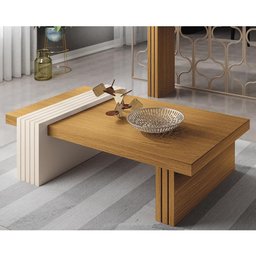 Mesa de Centro Luna sem Espelho Cinamomo/Off White - HB Móveis - 1