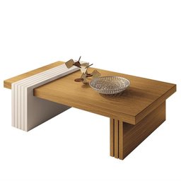 Mesa de Centro Luna sem Espelho Cinamomo/Off White - HB Móveis - 2