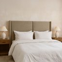 Ver imagem 4 de Cabeceira Cama Casal 156cm Estofada Linho ou Veludo Editável Cor:linho Philips Amêndoa