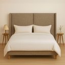 Ver imagem 1 de Cabeceira Cama Casal 156cm Estofada Linho ou Veludo Editável Cor:linho Philips Amêndoa