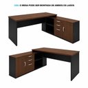 Ver imagem 2 de Mesa de Escritório Pedestal Presidente em L 170x160cm Executiva Tampo 30mm Armário Lateral 3 Gavetas