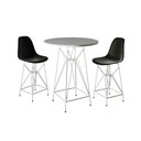 Ver imagem 1 de Jogo Mesa Bistrô Eames Branca 60Cm 2 Banquetas Preta Base Ferro Branco - Cor: Branco