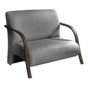 Ver imagem 2 de Conjunto Sevilha Namoradeira + 2 Poltronas Decorativa Braço De Madeira Recepção Sala - Linho Cinza
