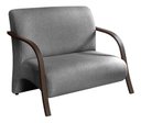 Ver imagem 2 de Conjunto Sevilha Namoradeira + 2 Poltronas Decorativa Braço De Madeira Recepção Sala - Linho Cinza