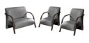 Ver imagem 1 de Conjunto Sevilha Namoradeira + 2 Poltronas Decorativa Braço De Madeira Recepção Sala - Linho Cinza