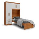 Ver imagem 1 de Guarda Roupa Solteiro Turim com Cama e Cabeceira Bau Freijo Off White Batrol