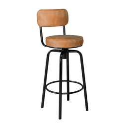 Banqueta Giratória com Encosto Capadócia em Aço Preto/Caramelo Yescasa - 2 Banqueta Giratória com Encosto Capadócia em Aço Preto/Caramelo Yescasa - 2