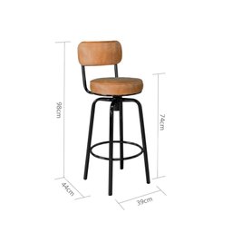 Banqueta Giratória com Encosto Capadócia em Aço Preto/Caramelo Yescasa - 3 Banqueta Giratória com Encosto Capadócia em Aço Preto/Caramelo Yescasa - 3