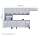Ver imagem 4 de Cozinha Completa Atenas 12 Portas 3 Gavetas Kaiki Móveis - Branco