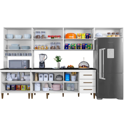 Cozinha Completa Atenas 12 Portas 3 Gavetas Kaiki Móveis - Branco - 3