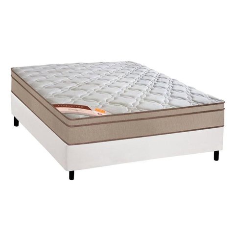 Cama Box Casal: Colchão Molas Ensacadas Castor Pocket Revolution Híbrido + Base CRC Courano Branco(1