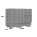 Ver imagem 3 de Balcão Cozinha Modulado Alma 3 Portas e 2 Gavetas 120cm Cedro Carraro