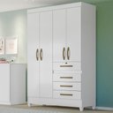 Ver imagem 1 de Guarda Roupa Solteiro 4 Portas 4 Gavetas Sobral - Branco / Rosa / Azul / Lilas Flex Branco