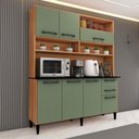 Ver imagem 1 de Cozinha Compacta Vitória 7 Portas 2 Gavetas Freijó/verde - Panorama Móveis