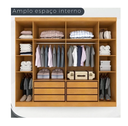 Ver imagem 2 de Guarda Roupa Casal com Espelho 2 Portas de Correr 6 Gavetas 240cm Trancoso Cinamomo/Off White - Valverde