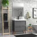 Ver imagem 1 de Gabinete para Banheiro com Cuba e Espelho 80cm Retro Mdf Milano - On Móveis Cor:grafite