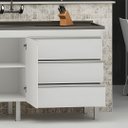 Ver imagem 4 de Gabinete Cozinha 144cm 100% MDF 3 Gavetas 2 Portas Multiuso: Madeirado/Madeirado